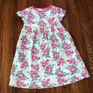 Girls Flower Print Dress With Pockets